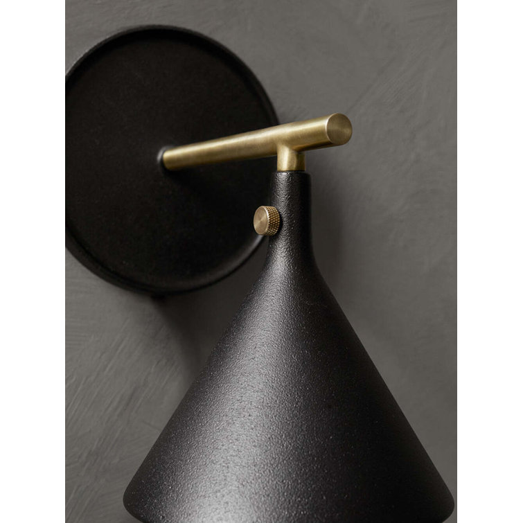 Black and Brass Dimmable Wall Sconce with Diffuser