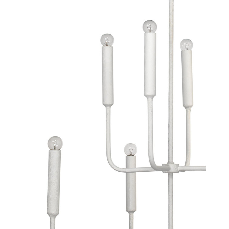 Parisian White Gesso 8-Light Modern Tiered Chandelier