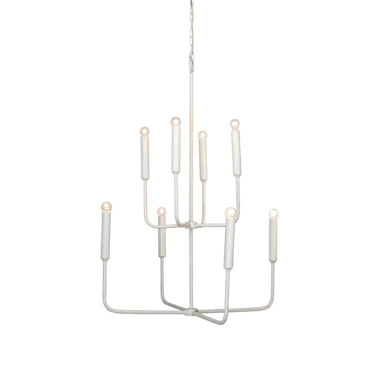 Parisian White Gesso 8-Light Modern Tiered Chandelier