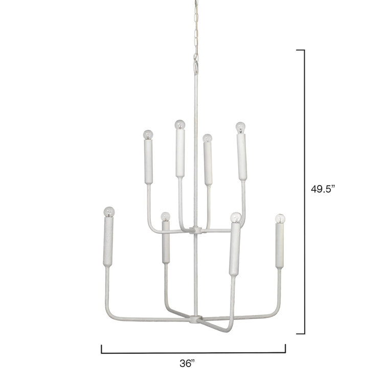 Parisian White Gesso 8-Light Modern Tiered Chandelier