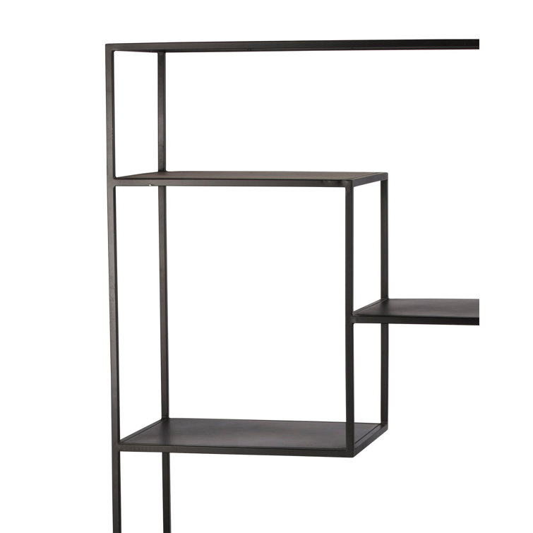 Element 16''x80'' Geometric Black Iron Open-Work Bookcase