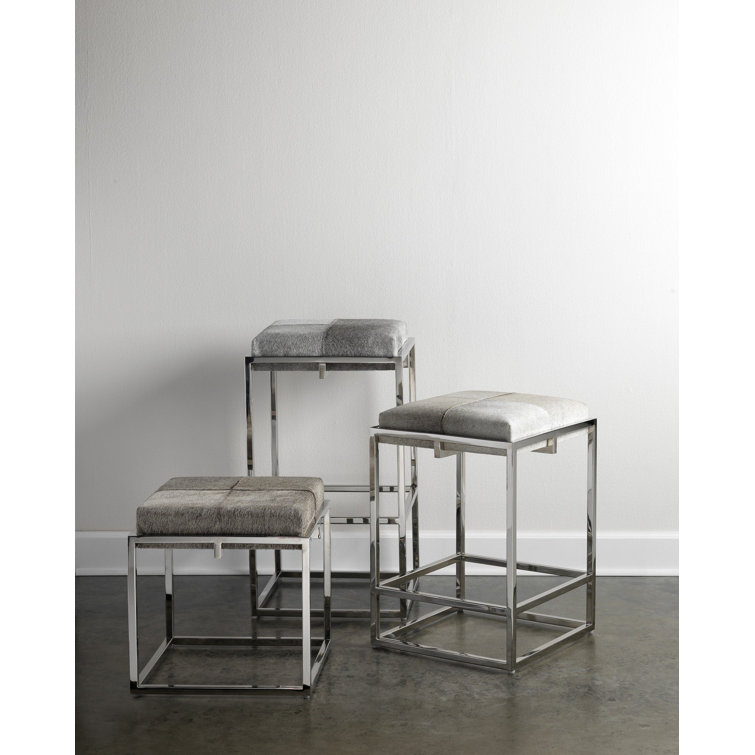 Shelby Gray Leather and Metal Counter Stool