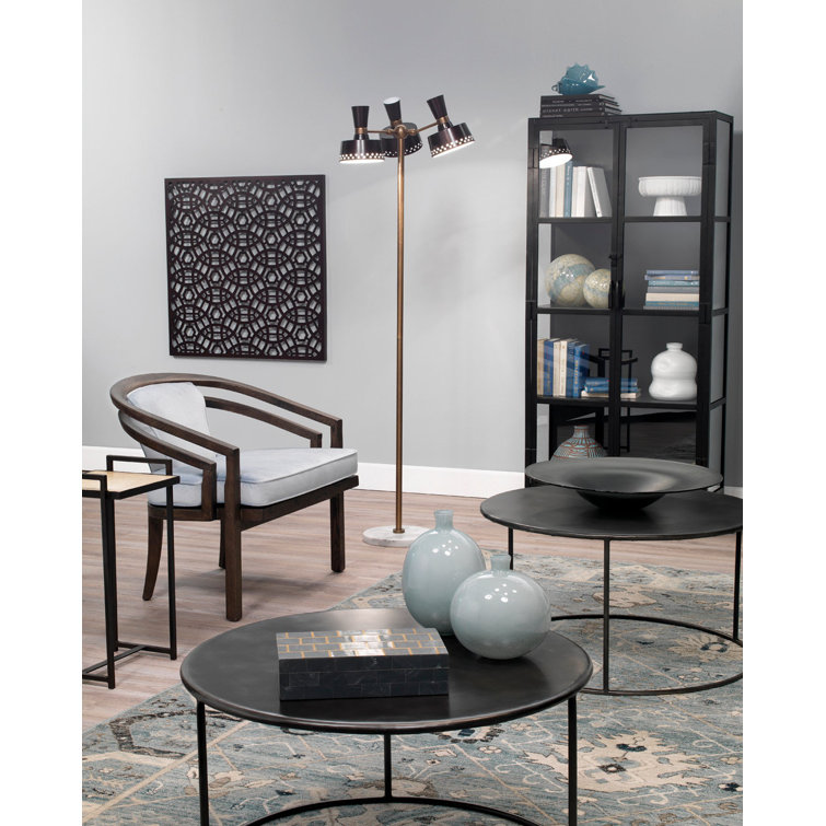 Sleek Black Metal and Glass Minimalist Curio Cabinet