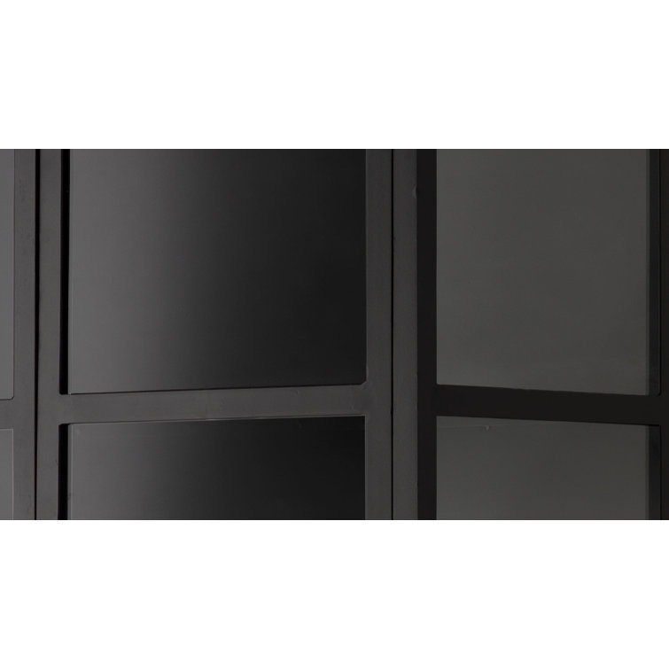 Sleek Black Metal and Glass Minimalist Curio Cabinet