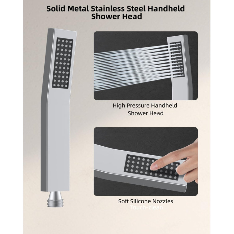 Chrome 10'' Rainfall Shower Head with Handheld Wand and Adjustable Arm