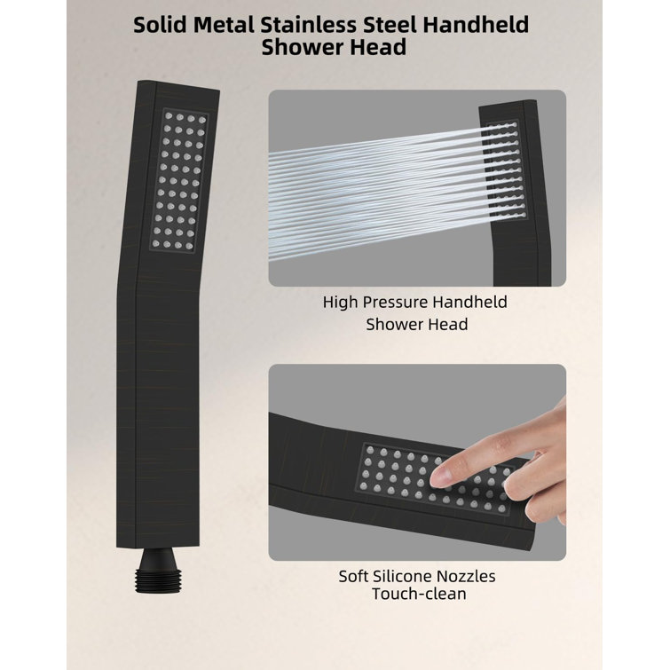 Matte Black 10" Rainfall Shower Head Combo with Handheld
