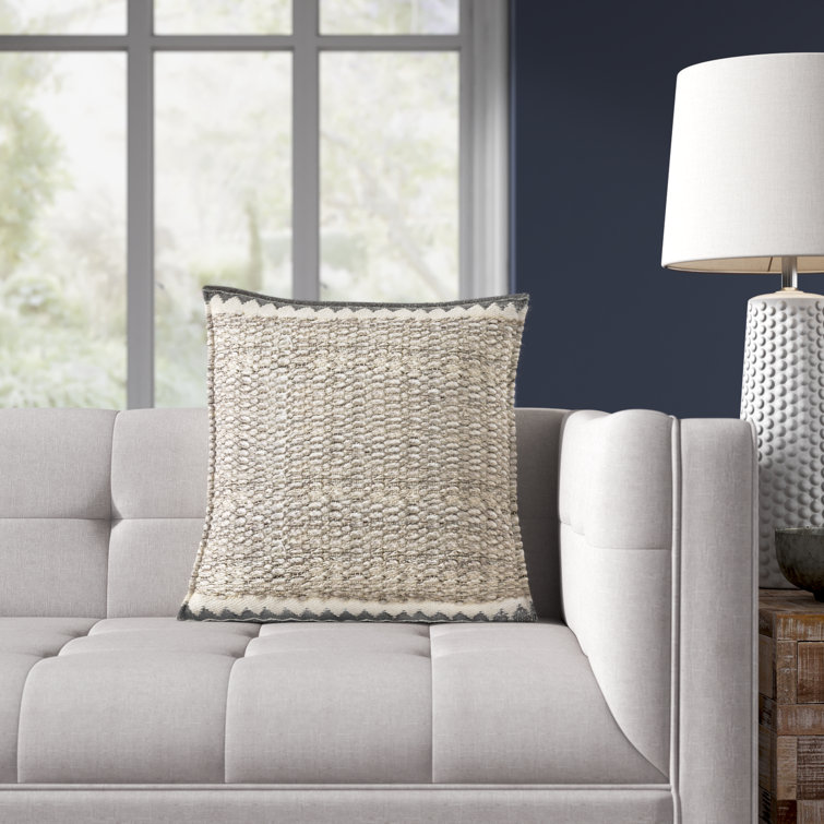 Reni 20'' Brown and Cream Wool Throw Pillow