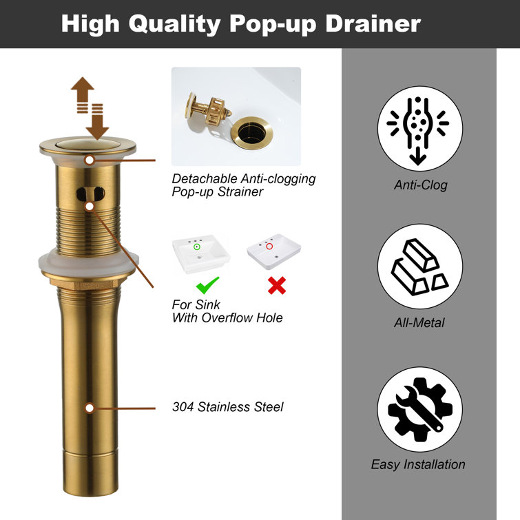 Brushed Gold Brass Centerset 2-Handle Bathroom Faucet with Drain Assembly