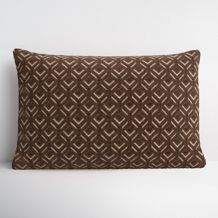 Blue Embroidered Cotton Lumbar Throw Pillow