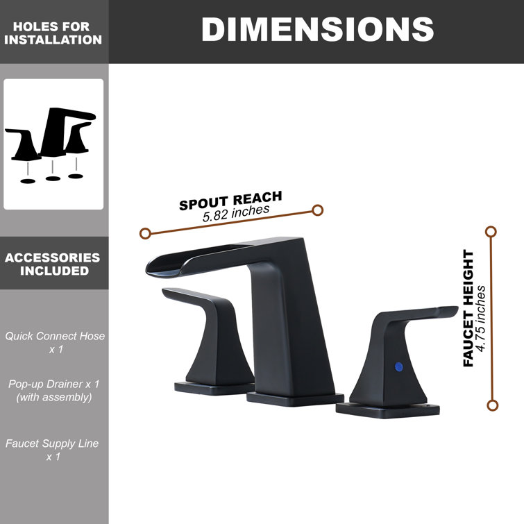 Matte Black Brass Waterfall Spout Bathroom Faucet Set