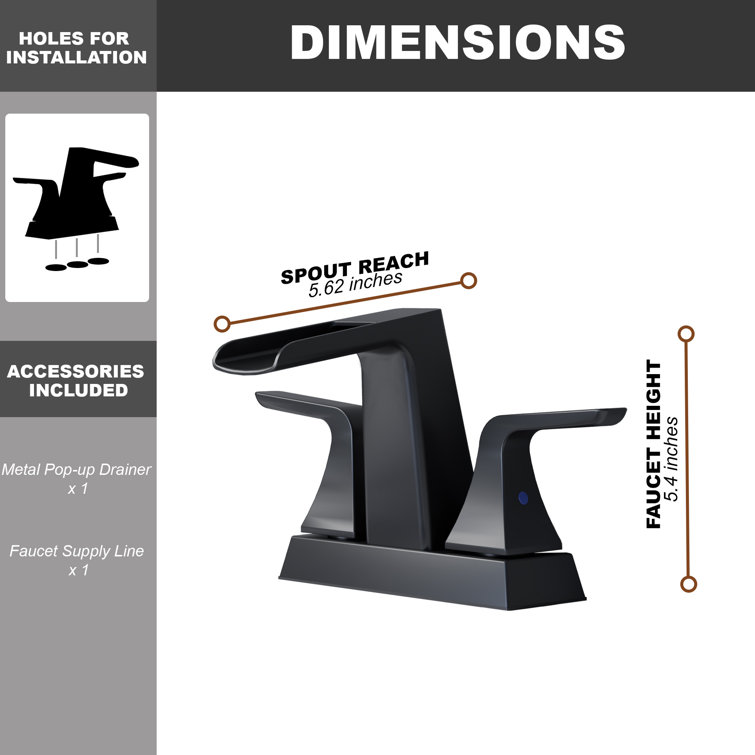 Matte Black Brass Centerset 2-Handle Bathroom Faucet