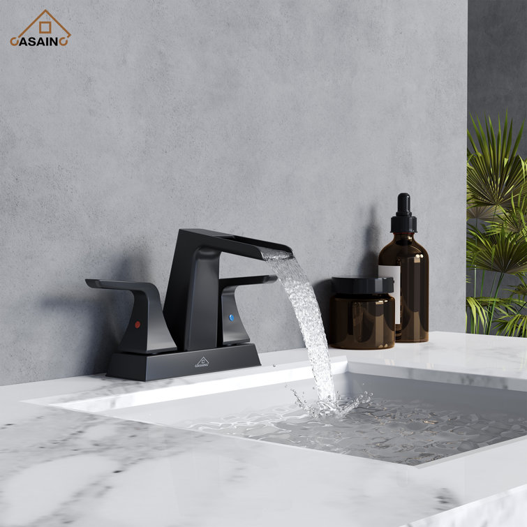 Matte Black Brass Centerset 2-Handle Bathroom Faucet