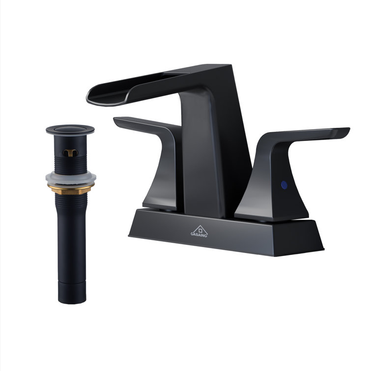 Matte Black Brass Centerset 2-Handle Bathroom Faucet