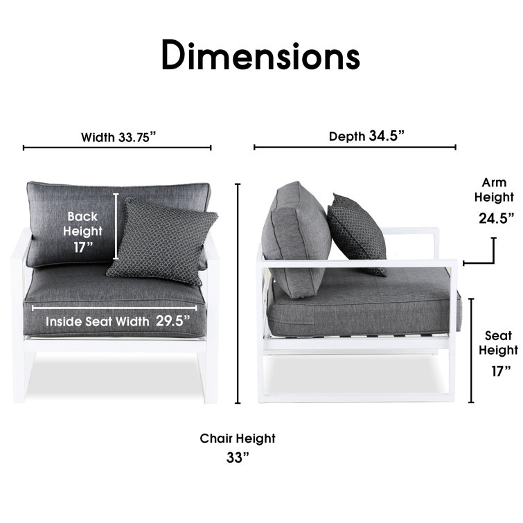 Paloma White Outdoor Accent Chair with Slate Gray Cushions