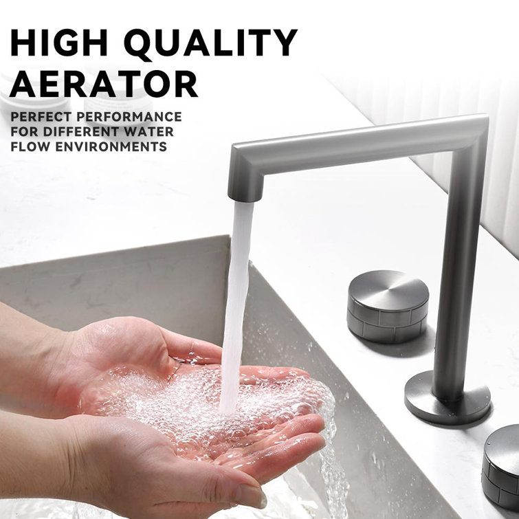 Gunmetal Gray Brass Double Handle Widespread Bathroom Faucet
