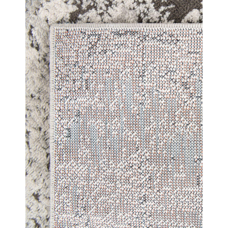 Leipzig Abstract Gray Synthetic 9'x12' Low Pile Area Rug
