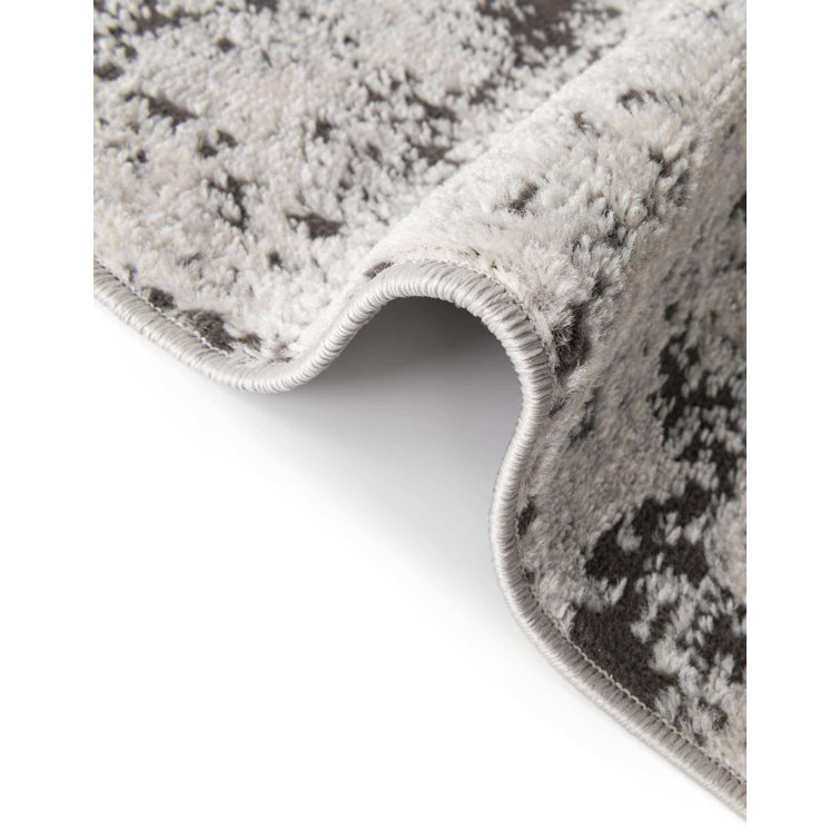 Leipzig Abstract Gray Synthetic 9'x12' Low Pile Area Rug