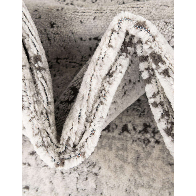 Leipzig Abstract Gray Synthetic 9'x12' Low Pile Area Rug