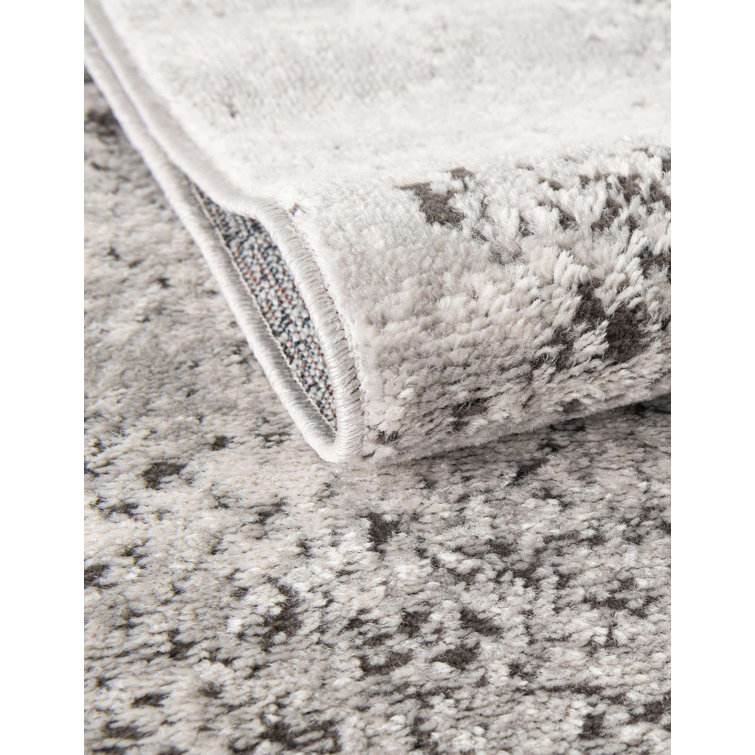 Leipzig Abstract Gray Synthetic 9'x12' Low Pile Area Rug