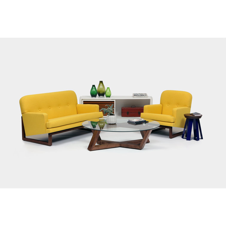 Melinda 52" Clear Sky Blue Tufted Fabric Loveseat