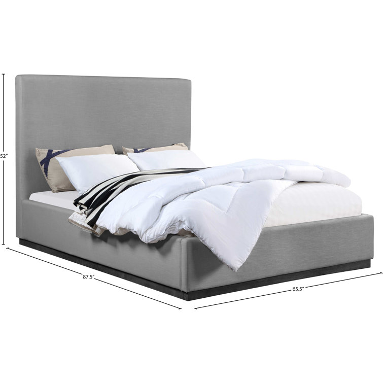 Grey Queen Upholstered Wood Frame Panel Bed