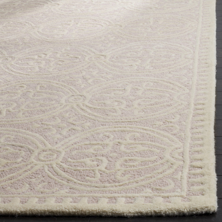Hand-Tufted Cambridge Light Pink/Ivory Wool 5x8 Area Rug