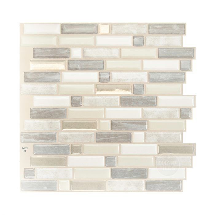 Beige and Gray Vinyl Peel and Stick Mosaic Tile