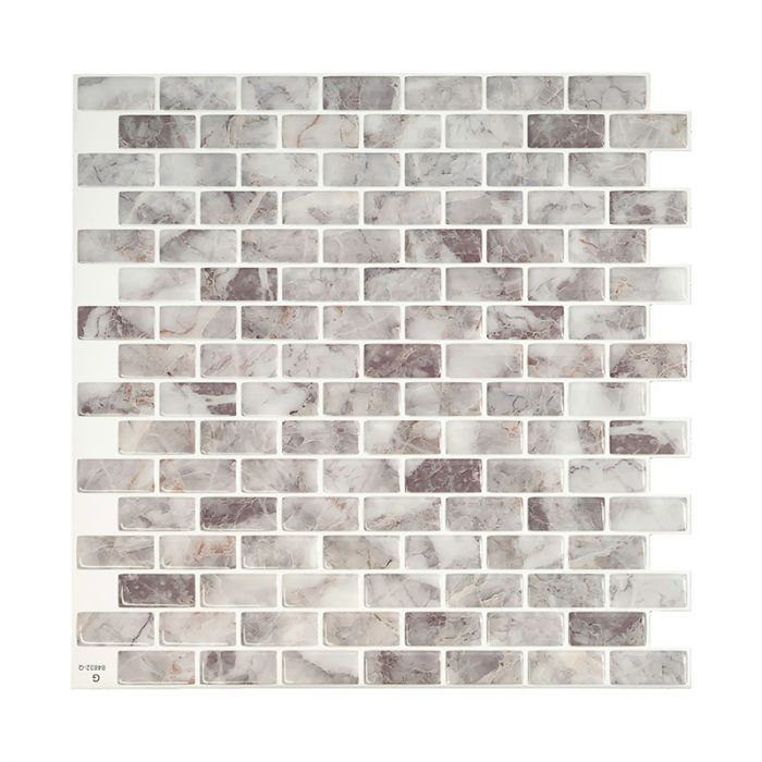 Gray Marble Self-Adhesive Vinyl Mosaic Tile Pack