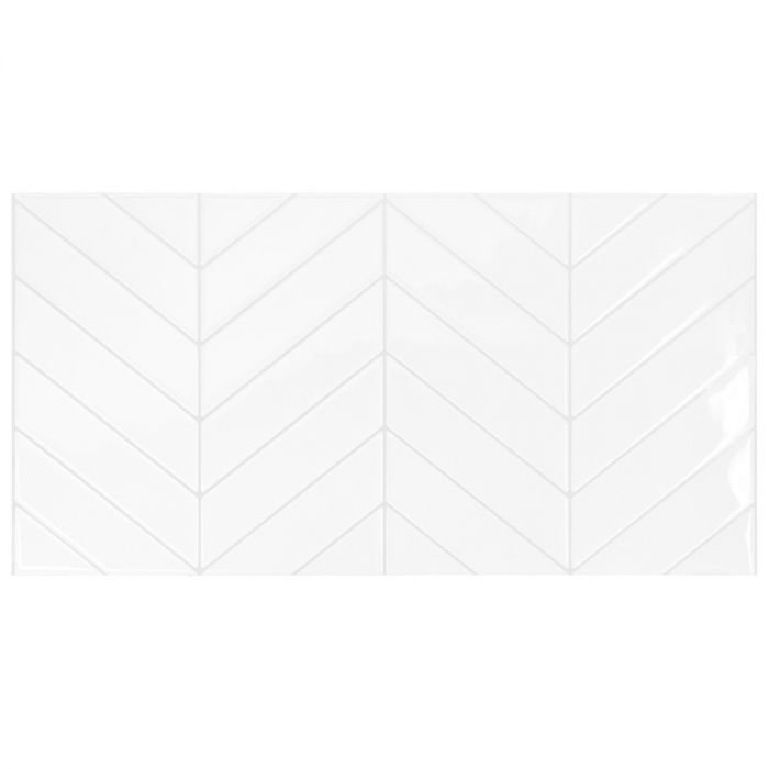 White Chevron Peel and Stick Gel Backsplash Tile