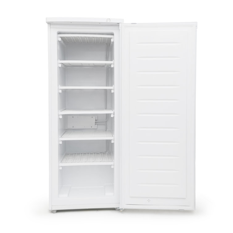 Compact White 6.0 Cu.Ft. Upright Freezer with Adjustable Thermostat