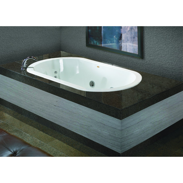 Anza 66" x 36" White Acrylic Oval Drop-in Bathtub with Jets