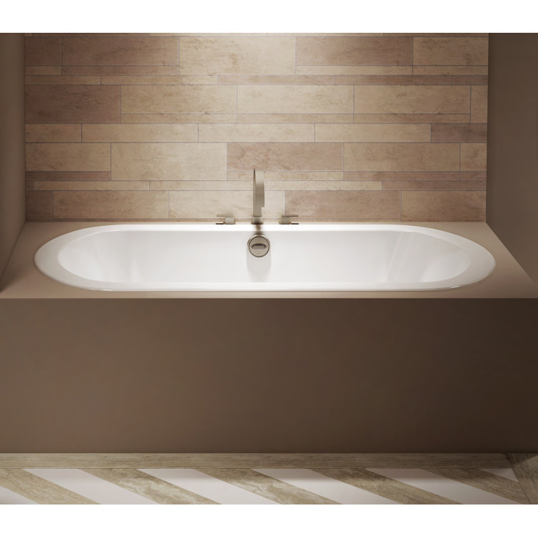 Anza 66" x 36" White Acrylic Oval Drop-in Bathtub with Jets