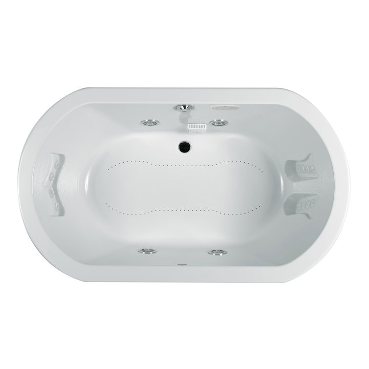 Anza 66" x 36" White Acrylic Oval Drop-in Bathtub with Jets