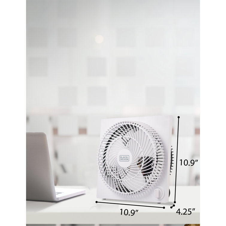 Sleek Frameless 9" White Box Fan with Remote Control, 3-Speed