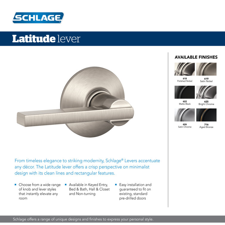 Matte Black Latitude Passage Door Lever with Century Trim