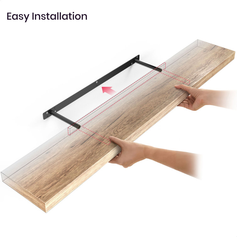 Oak 36'' Floating Wall Shelves with Invisible Brackets