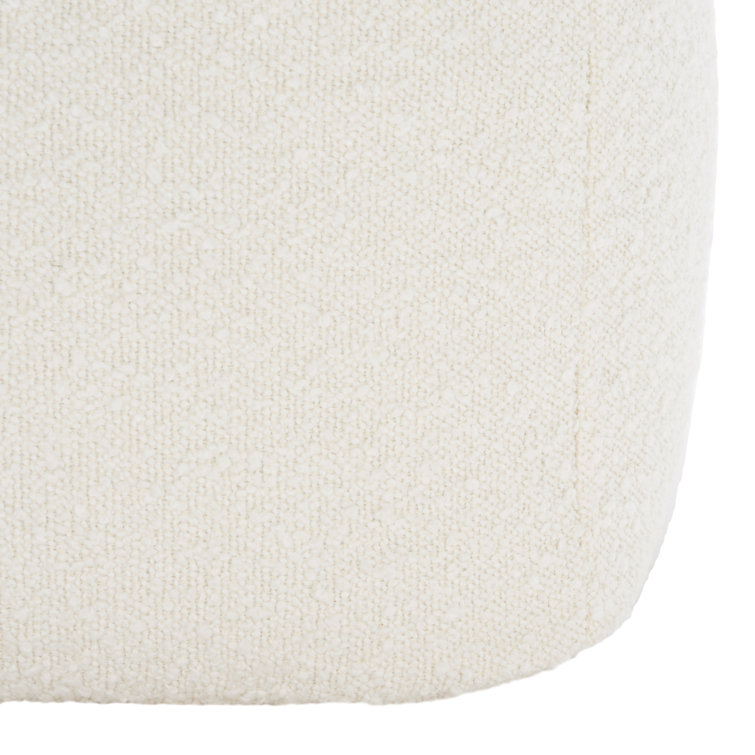 Ivory Boucle Upholstered Modern Square Pouf