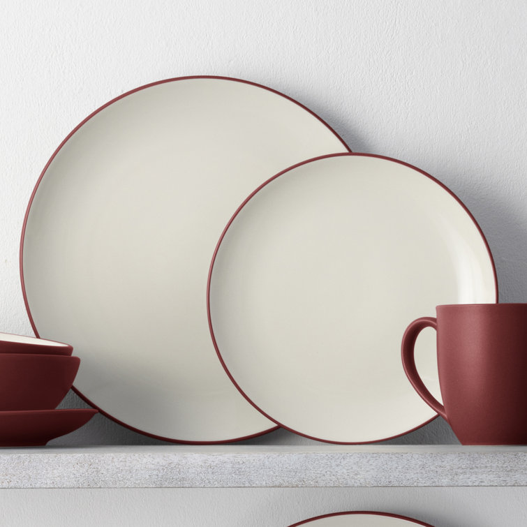 Raspberry Ceramic Coupe Salad Plates, Set of 4