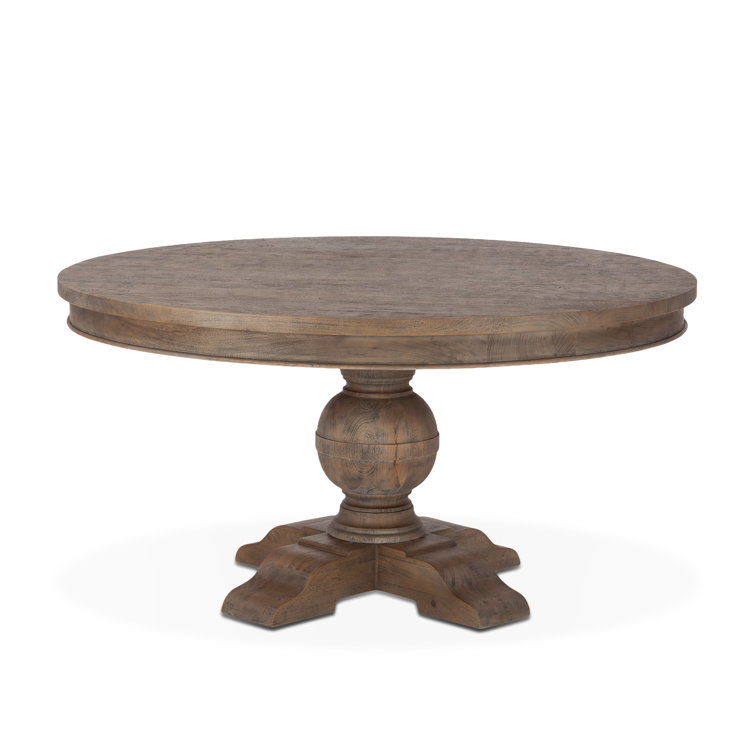 54" Round Weathered Teak Pedestal Dining Table