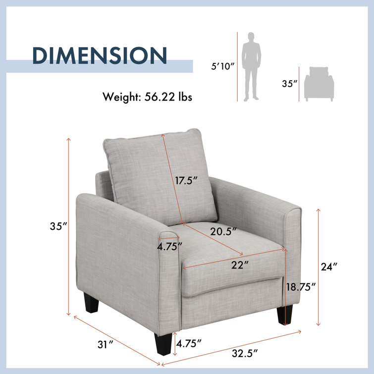 Jorden Light Gray Polyester Upholstered Accent Chair with Dark Wood Legs