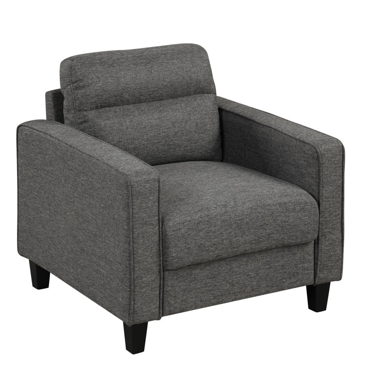 Gray Handcrafted Wood Frame Accent Chair with Plush Cushions