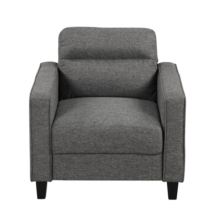 Gray Handcrafted Wood Frame Accent Chair with Plush Cushions
