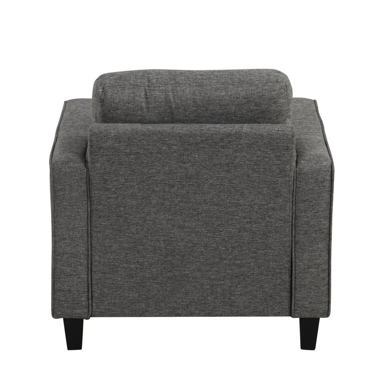 Gray Handcrafted Wood Frame Accent Chair with Plush Cushions