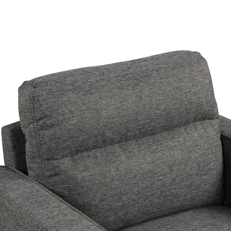 Gray Handcrafted Wood Frame Accent Chair with Plush Cushions