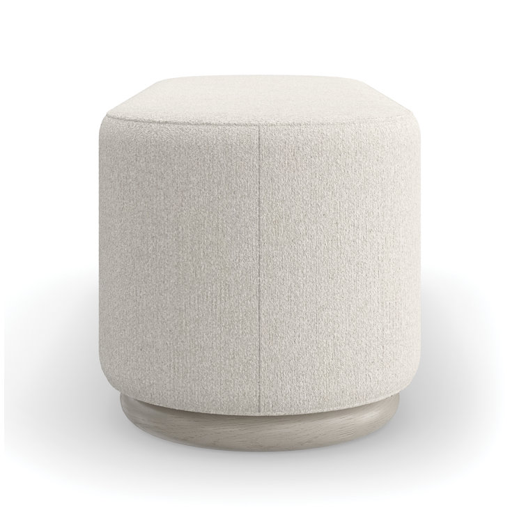 Asha Beige Upholstered Bench with Wood Plinth Base