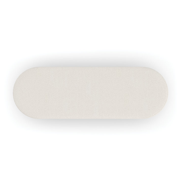 Asha Beige Upholstered Bench with Wood Plinth Base