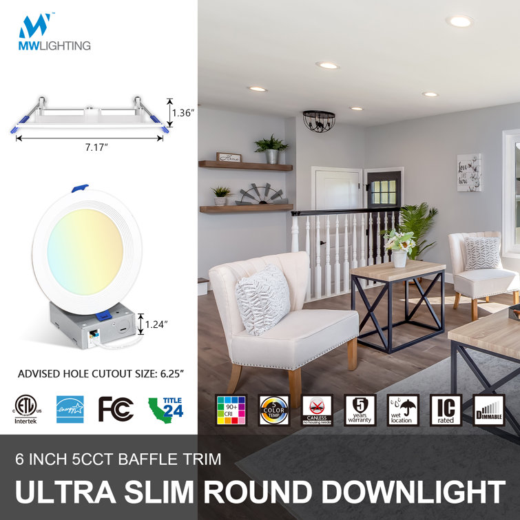 6-Inch White Aluminum LED Recessed Lighting Kit