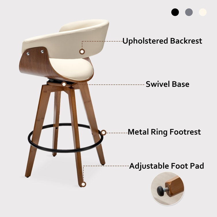 Joeanne Faux Leather Swivel 26'' Counter Stool (Set of 2)