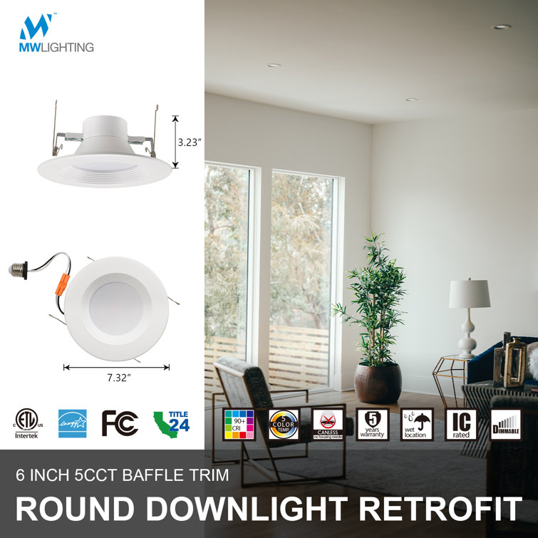 6-Inch White Aluminum LED Recessed Lighting Kit