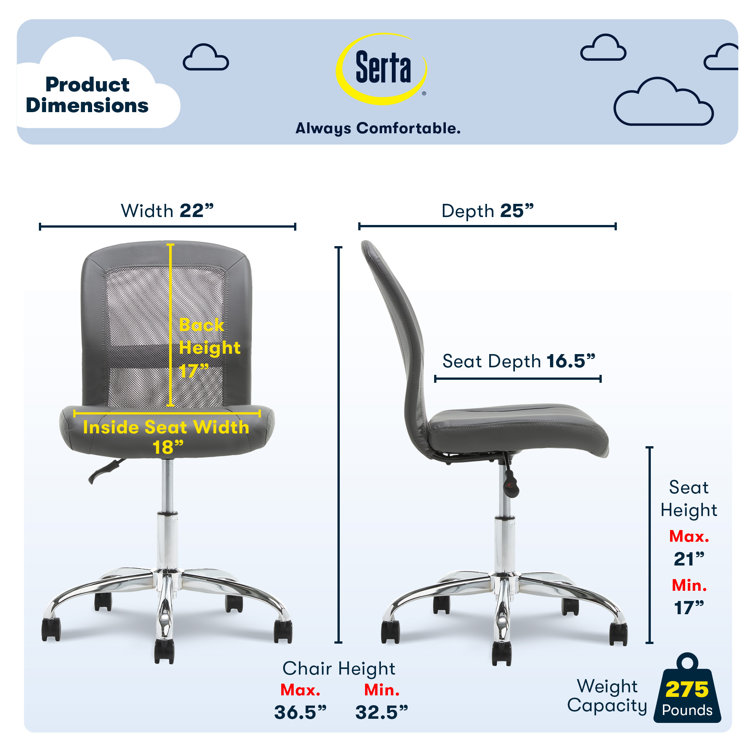 Modern Armless Task Chair in Productivity Gray with Mesh Back